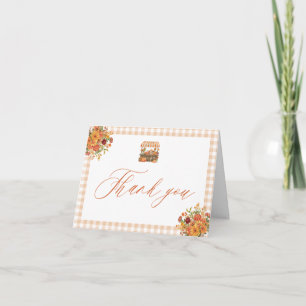 Tarjeta de agradecimiento de gingham naranja Fresh