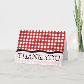 Tarjeta de agradecimiento de Gingham Roja