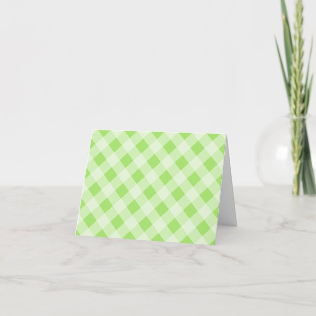 Tarjeta de agradecimiento de gingham verde lima (Anverso)