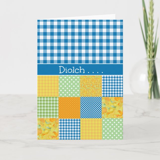Tarjeta de agradecimiento de Gingham: Welsh Greeti (Anverso)