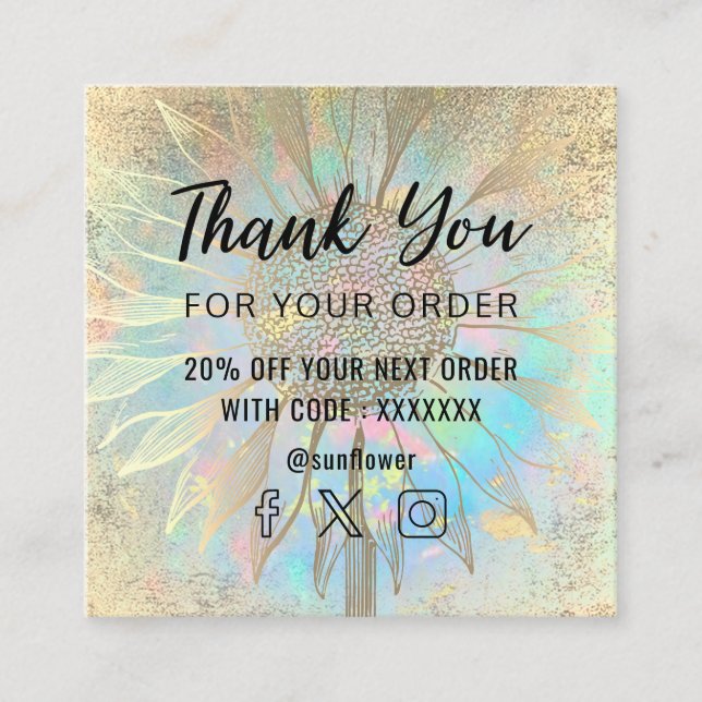 tarjeta de agradecimiento de girasol (Anverso)