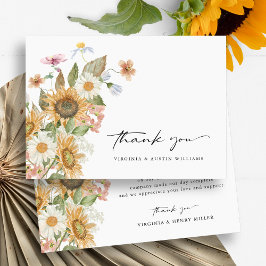 Tarjeta de agradecimiento de girasol