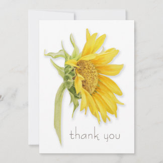 Tarjeta de agradecimiento de girasol acuarela