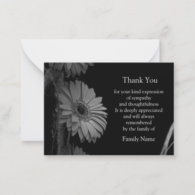 Tarjeta de agradecimiento de girasol aislado (Anverso)