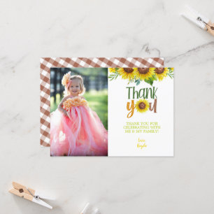 Tarjeta de agradecimiento de girasol con foto