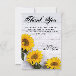 Tarjeta de agradecimiento de girasol dorado