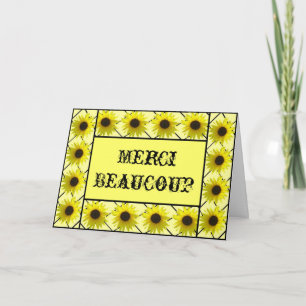 Tarjeta de agradecimiento de girasol francés