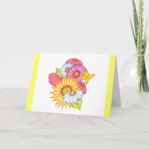 Tarjeta de agradecimiento de girasol margarita mar