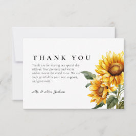 Tarjeta de agradecimiento de girasol Minimalista