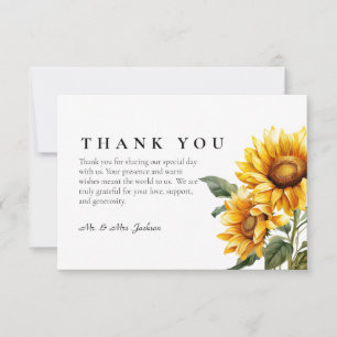 Tarjeta de agradecimiento de girasol Minimalista