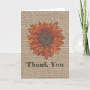 Tarjeta de agradecimiento de girasol naranja inspi