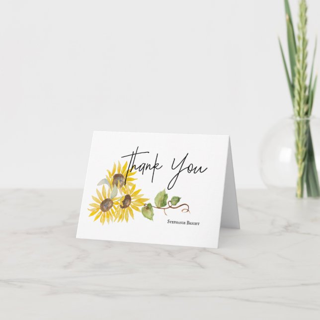 Tarjeta de agradecimiento de girasol personalizado (Anverso)