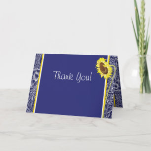 Tarjeta de agradecimiento de girasoles azules real