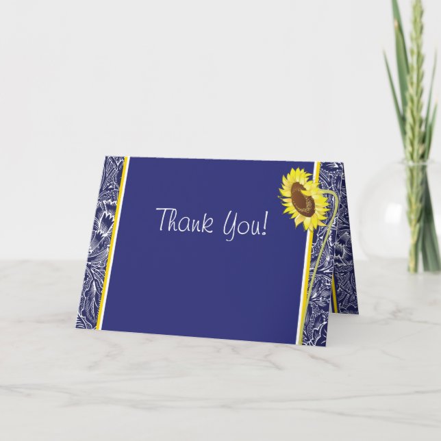 Tarjeta de agradecimiento de girasoles azules real (Anverso)