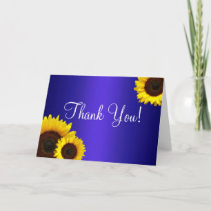 Tarjeta de agradecimiento de girasoles azules y am