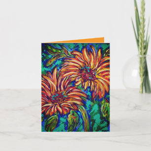 Tarjeta de agradecimiento de girasoles doblados