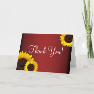 Tarjeta de agradecimiento de girasoles rojos y ama