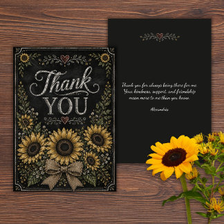 Tarjeta de agradecimiento de girasoles rústicos de