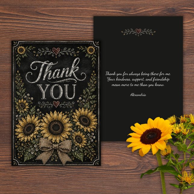 Tarjeta de agradecimiento de girasoles rústicos de (Subido por el creador)