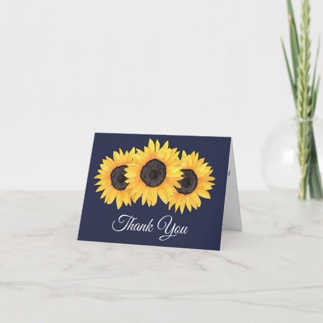 Tarjeta de agradecimiento de girasoles rústicos en (Anverso)