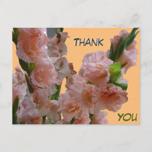 Tarjeta de agradecimiento de gladiolos rosa naranj