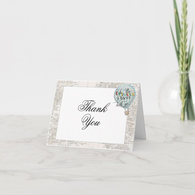 Tarjeta de agradecimiento de globo aerostático Oh  (Anverso)