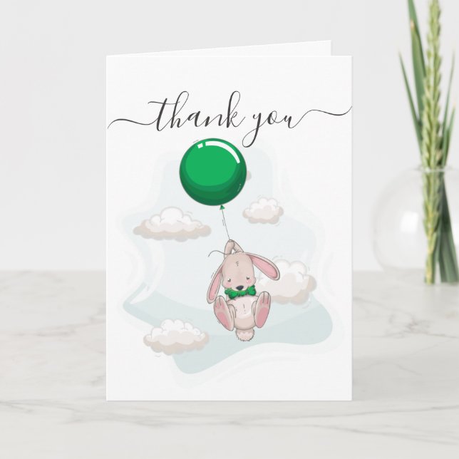 Tarjeta de agradecimiento de globo Baby Shower (Anverso)