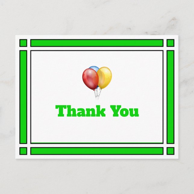 Tarjeta de agradecimiento de globos de cumpleaños  (Anverso)