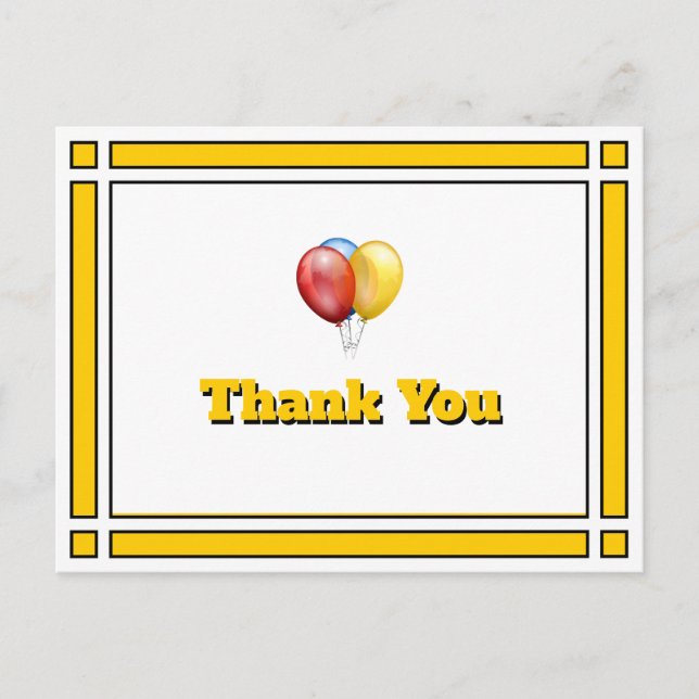 Tarjeta de agradecimiento de globos de cumpleaños  (Anverso)