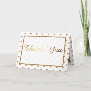Tarjeta de agradecimiento de Gold Hearts Love Fold