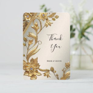 Tarjeta de agradecimiento de Golden Wavy Leaves Fl
