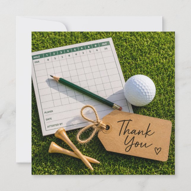 Tarjeta de agradecimiento de golf con bolsa de pel (Anverso)