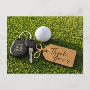 Tarjeta de agradecimiento de golf con bolsa de pel
