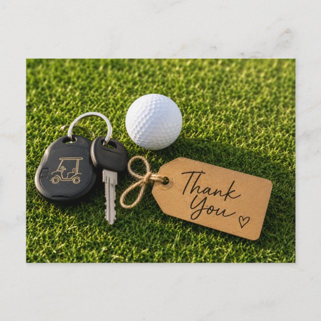 Tarjeta de agradecimiento de golf con bolsa de pel (Anverso)