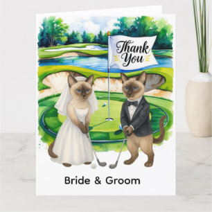 Tarjeta de agradecimiento de golf con gato golfist
