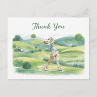 Tarjeta de agradecimiento de golf con golfista bal
