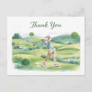 Tarjeta de agradecimiento de golf con golfista bal