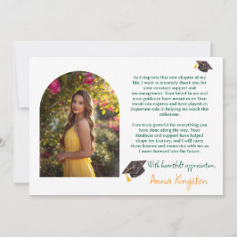 Tarjeta de agradecimiento de graduación amarilla m