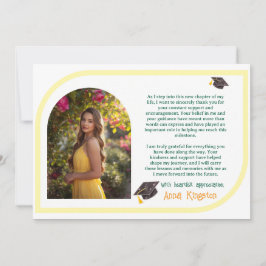 Tarjeta de agradecimiento de graduación amarilla m