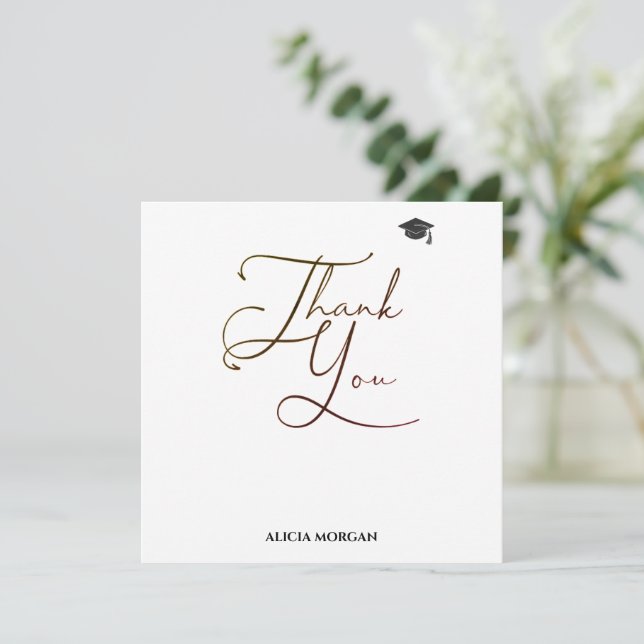 Tarjeta de agradecimiento de graduación | Asmelina (Anverso de pie)