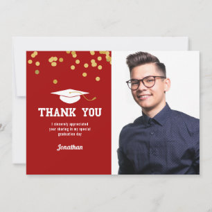 Tarjeta de agradecimiento de graduación con confet