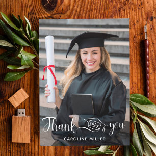Tarjeta de agradecimiento de graduación con estilo