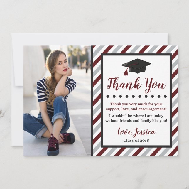 Tarjeta de agradecimiento de graduación con foto|  (Anverso)