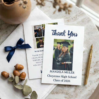 Tarjeta de agradecimiento de graduación con foto a