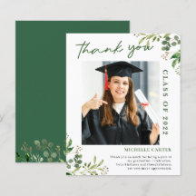 Tarjeta de agradecimiento de graduación con foto d