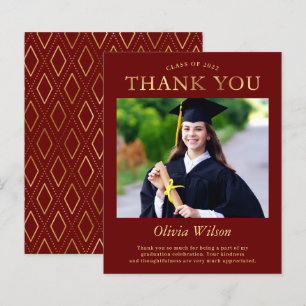 Tarjeta de agradecimiento de graduación con foto d