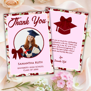 Tarjeta de agradecimiento de graduación con foto d
