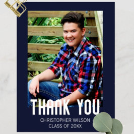 Tarjeta de agradecimiento de graduación con foto d