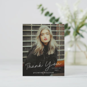 Tarjeta de agradecimiento de graduación con foto d