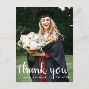 Tarjeta de agradecimiento de graduación con foto d